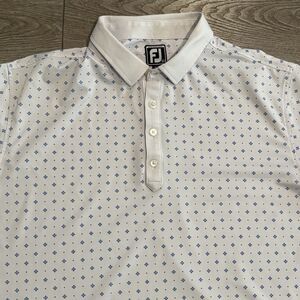 FootJoy Golf Polo Shirt Mens XL Geometric Pattern Athletic Fit Performance Blue